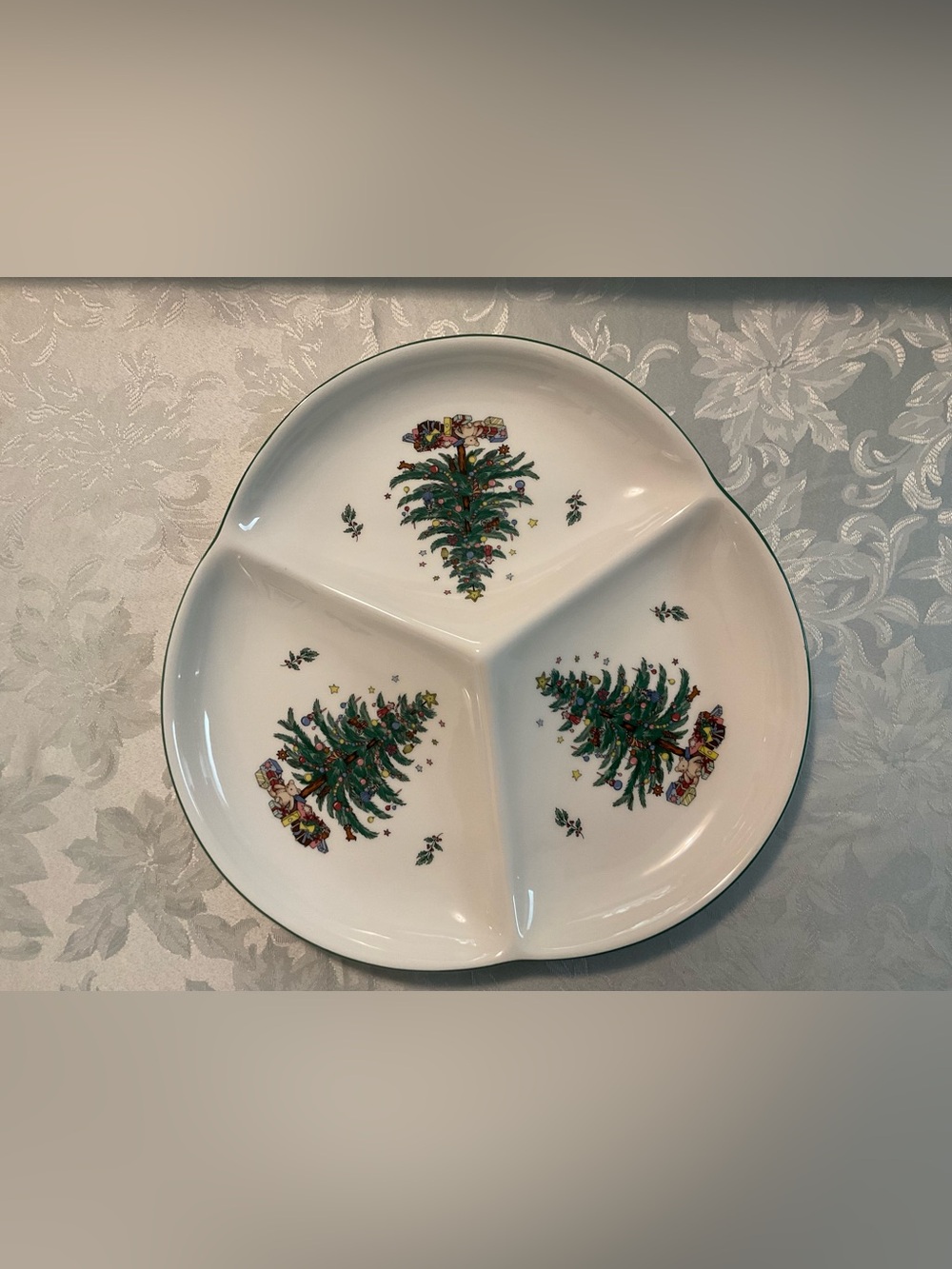 Niko Christmas Tree Pattern Ceramic 3-Compartment Serving Platter
